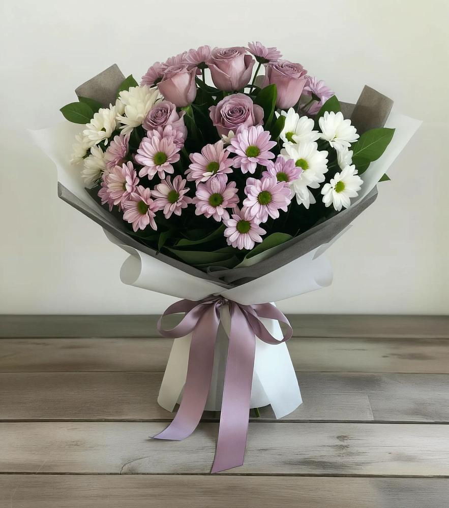 Букет цветов из: Хризантемы и Розы в Волочаевке-2