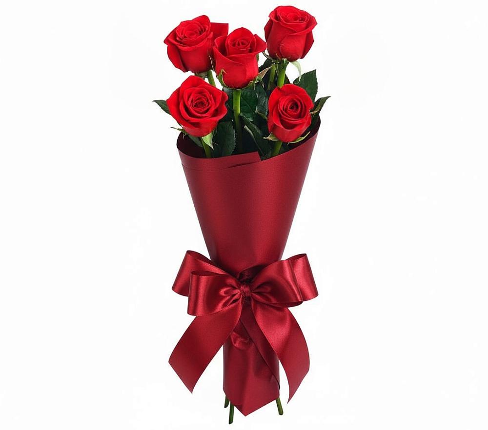 Букет 5 Красных роз Эдлесс Лав в Волочаевке-2