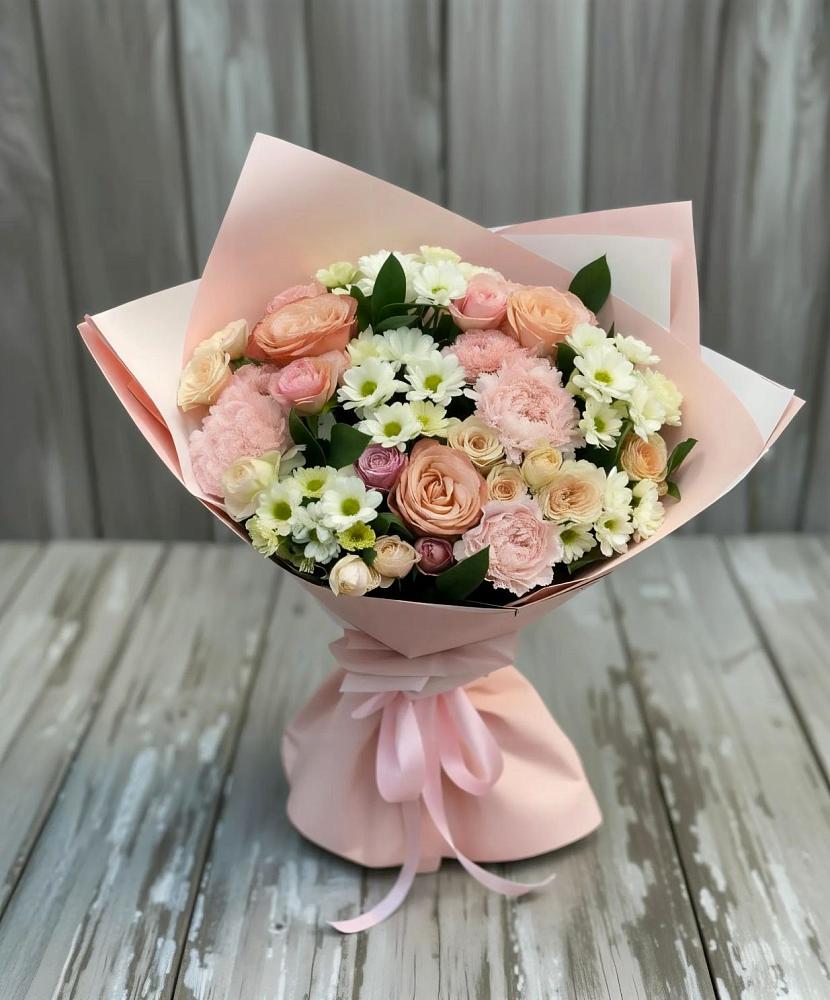 Букет цветов из: Гвоздики, Розы и Хризантемы в Волочаевке-2