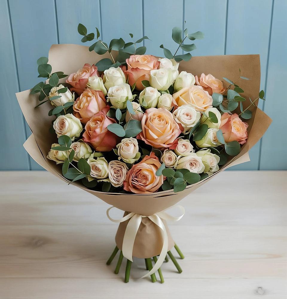 Букет цветов из: Альстромерии и Розы в Волочаевке-2