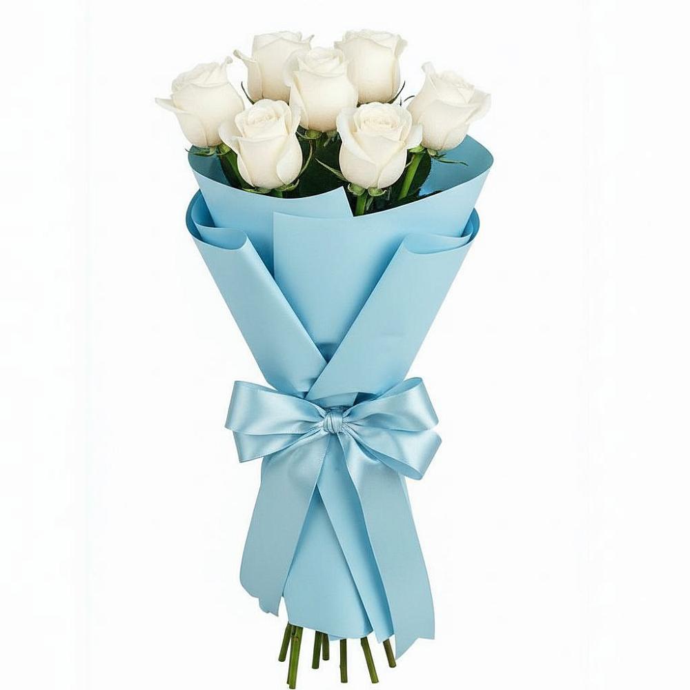 Букет 7 белых роз Проуд в Волочаевке-2