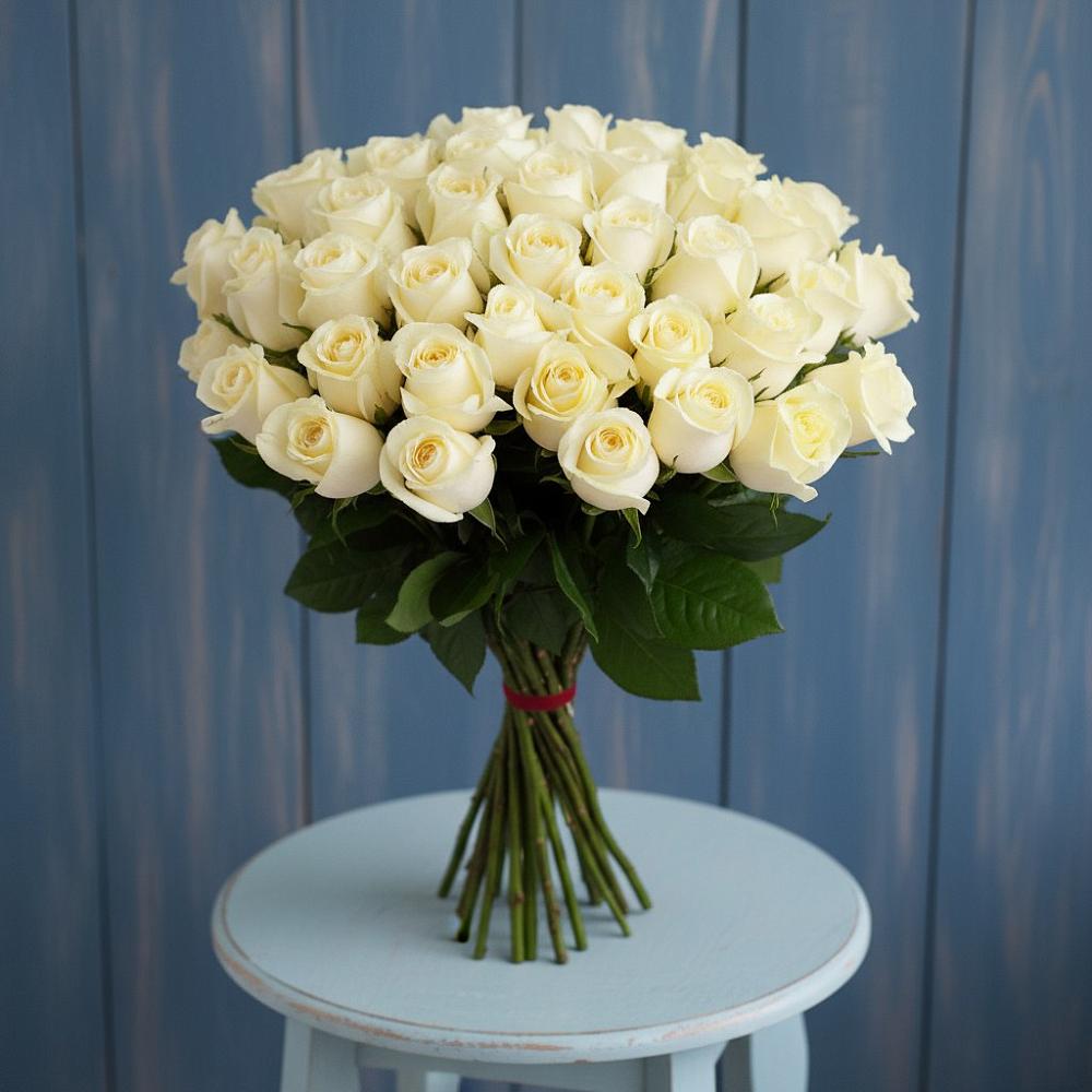 Букет 51 Белая роза Эдлесс Лав в Волочаевке-2