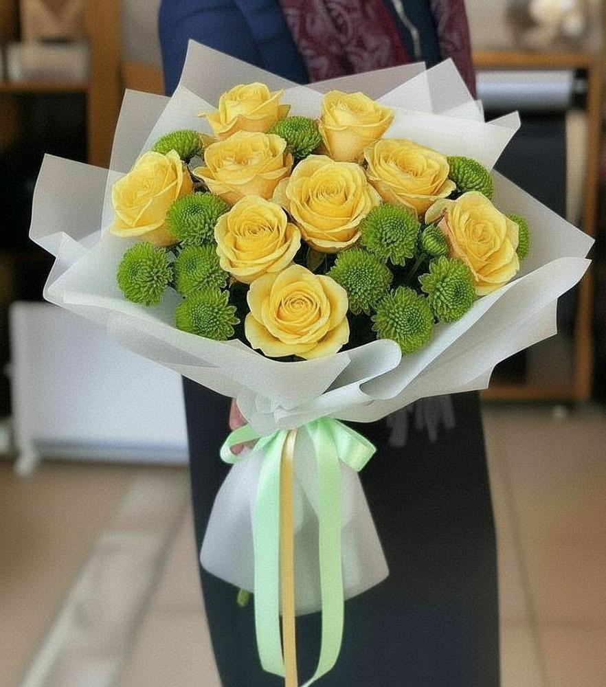 Букет цветов из: Хризантемы и Розы в Волочаевке-2