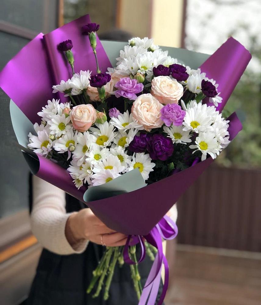 Букет цветов из: Хризантемы, Гвоздики и Розы в Волочаевке-2