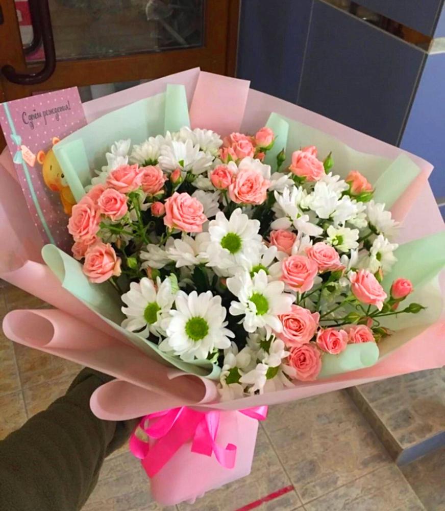 Букет цветов из: Розы и Хризантемы в Волочаевке-2