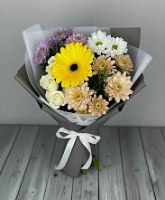 Букет цветов из:  Розы, Герберы и Хризантемы в Волочаевке-2