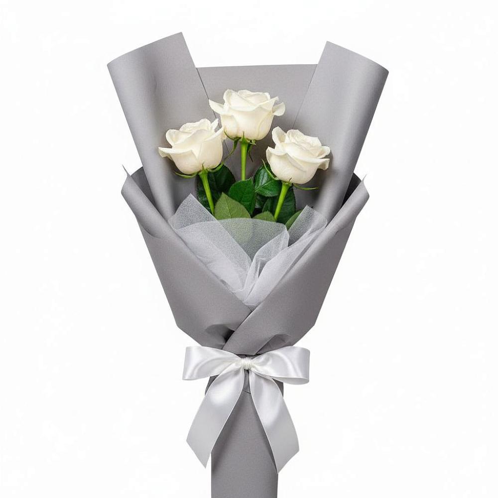 Букет 3 белые розы в Волочаевке-2