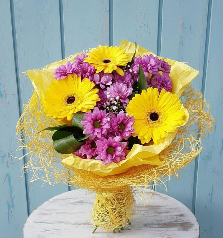 Букет цветов из: Хризантемы и Герберы в Волочаевке-2