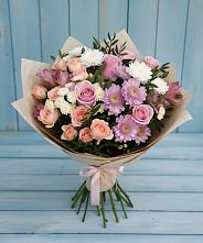 Букет цветов из:  Хризантемы, Розы и Альстромерии в Волочаевке-2