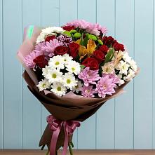Букет цветов из:  Розы, Хризантемы и Альстромерии в Волочаевке-2