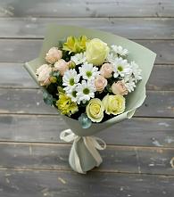 Букет цветов из:  Альстромерии, Розы и Хризантемы в Волочаевке-2