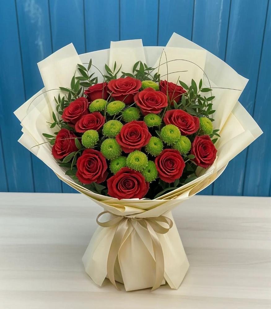 Букет цветов из: Розы и Хризантемы в Волочаевке-2