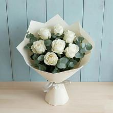 Букет Белые розы в Эвкалипте в Волочаевке-2
